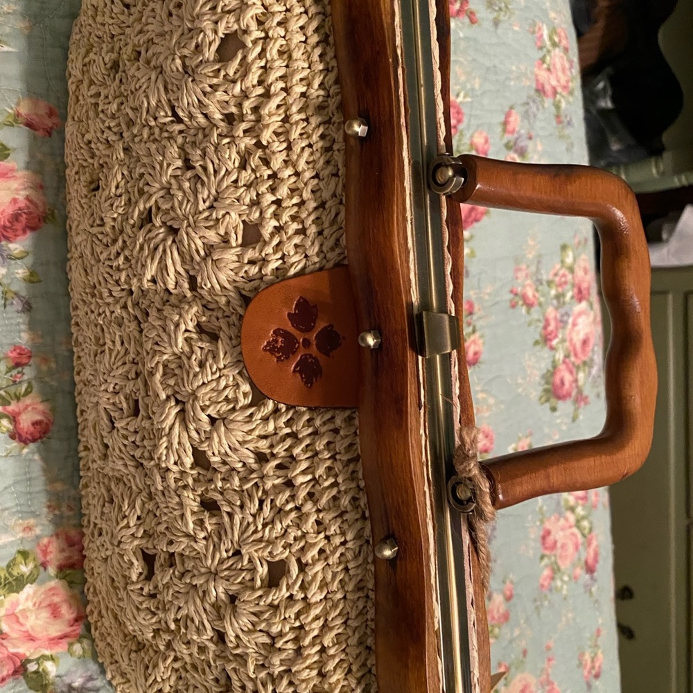 Patricia Nash Crochet Wooden Frame Carmen Bag